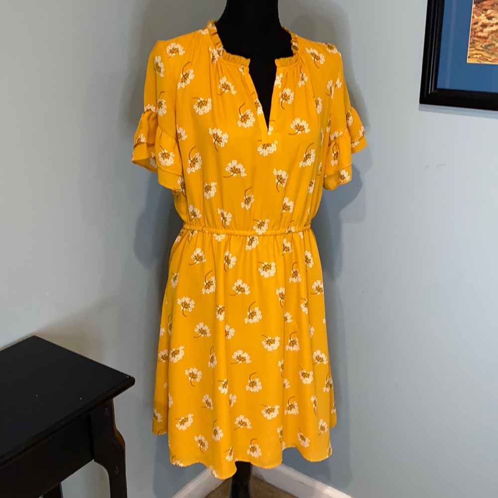 Mustard floral dress